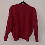 Signature 8 Red Boxy Cotton Blend Sweater Mock Neck Bubble Sleeve Size M Photo 4