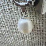 925 Sterling Silver Pearl Pendant Holder Necklace Paper Clip Womens Jewelry Photo 2
