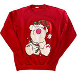 VTG Jimmy '92 Red Christmas Sweatshirt USA Made Crewneck 90s Cartoon Womens L Size L Photo 0