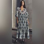 ZARA  Metallic Baroque Sheer Overlay Balloon Sleeve‎ Maxi Dress Blue Size Small Photo 2