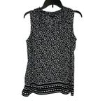 Talbots  Womens Tank Top Smocked Neck Pop Over Leaves Print Pullover‎ Black Small Photo 1