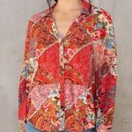 Lovestitch  size small Janis button up blouse bohemian patchwork floral print Photo 0
