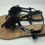 Jaclyn Smith  Corked Look Black Flower Sandals Photo 3