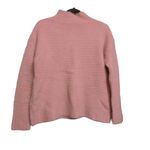 Garnet Hill  Cashmere Blend Bouclé Cropped Sweater Pink Long Sleeve Mock Neck S Photo 2