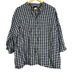 20 SOUTH Black White Gingham Check Linen Button Up Shirt Top Plus Size 1X Photo 0