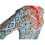 Buckle Womens  Roar Fevered Cold Shoulder Diamond Print Henley Tunic Top - Sz XL Photo 7