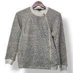 Theory  Sonan Grey Heathered Wool Blend Asymmetrical Zip Sweater Jacket Womens P Photo 0