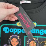 Romwe NWT Black SS Creepy Girl Dolls Halloween Shirt Top Doppelganger Medium Photo 3