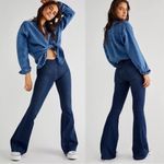 Free People NEW Flare Penny Pull On Denim Jean in Rich Blue Photo 2