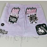 Thrasher Pastel ‘D.R.I’ ‘The Cramps’ Punk Band Patches Denim Jean Mini Skirt Size 12 ⛓️🔪 Photo 2