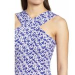 Michael Kors New! Floral Print Criss-Cross Neck Dress Size Large Purple White Photo 3
