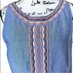 Talbots  Linen Blend Blue‎ Embroidered Trim Shift Dress Size 10 Photo 1