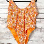 Nasty Gal NEW Orange White Floral Plus Size One Piece Swimsuit, NEW, Size 18 Photo 1