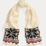 Ralph Lauren Polo Snowflake-Motif Wool Scarf, Cream, NWOT Photo 0