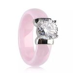 Boutique NEW 1 Carat Simulated Diamond Pink Ceramic Engagement Band Ring, Size 10 Photo 0