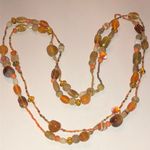 Elegant Multi Color Orange Tan Glass Beaded Boho Necklace Photo 0