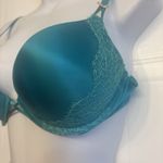Victoria's Secret  Bombshell‎ Plunge Super Push-up Bra Size 36B Satin Lace Teal Photo 1