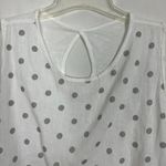 Cotton Linen Polka Dot Top Womens Medium Minimalist Coastal Beachy Lagenlook White Photo 1