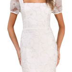 Lulus NWOT Tarabya White 3D Floral Beaded Mini Dress Side Medium Photo 0