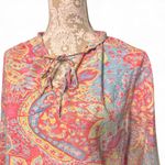 Ralph Lauren Lauren  Paisley Print Tunic Top Multicolor Boho Resort Size L Photo 3
