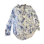 Lemlem Hana Blue white marbled pattern 100% Silk blouse sz small Photo 0