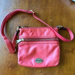 Fossil  Coral Orange 100% Cow Hide Leather Square Crossbody Zipper Top Purse Bag Photo 0