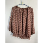 Max Studio Womans XL Rust Floral Long Peekaboo Cut Off Sleeves Flowy Blouse Photo 1