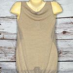 Ann Taylor LOFT NWT XS Tan White Metallic Gold Stripe Cowl Neck Knit Tank Top Photo 1