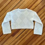 Madewell  Diamond-Stitch Crewneck Crop Sweater in Cream Photo 3