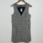 Madewell  Black White Gingham V-Neck Mini Vest Dress Button Front Size 6 NWT Chic Photo 2