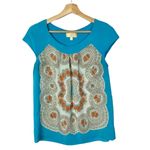 Anthropologie Moulinette Soeurs Blue Fonte Silk Short Sleeve Top XS Photo 1