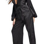 Missguided Misguided Satin Tie Front Wide Leg Jumpsuit Black Size 10 Photo 0