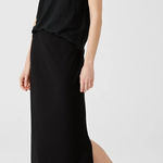Eileen Fisher Black Viscose Jersey A-Line Midi Skirt Photo 0