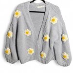 Altar'd State  size M light blue daisy flower knit cardigan Photo 0
