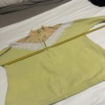 Free People Sweatshirt Isla Pullover Sweater Crochet Zip Neck Lime Peach Ivory Photo 5