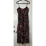Hutch Tisha Ruched Maxi Dress Black Floral Multi Size 10 NWT Tiered Skirt w Slit Photo 9