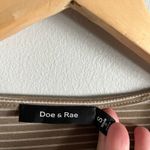 Doe & Rae Striped Ruffle Sleeve Mini Dress Tan White Short Sleeve Pockets S Photo 3