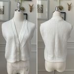 Vintage 60s Glentex Ivory Wide Ribbed Cropped Sweater Vest S White Photo 1