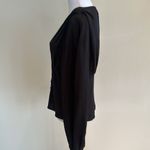 frame denim Frame Black Empire Pleat Silk Long Sleeve V Neck Top Blouse Size Medium NWT Photo 5