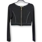 Arden B Vintage . Black long sleeve zip up top Photo 0
