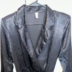 Glam Shimmery Silk Blazer Romper Black Large Photo 3