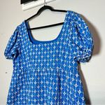 Rhode Target Blue Eyelet Embroidered Mini Dress Babydoll Puff Sleeves Size XL Photo 5