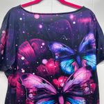 Butterfly Print Women's Short Sleeve Top Size XL Short Sleeve Art to Wear Pink Photo 5