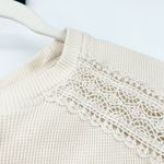 Forever 21  Womens Boho Artsy Waffle Knit Lace‎ Crochet Balloon Sleeve Top Size S Photo 5