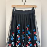 Maje Jamie Black Floral Embroidered Tulle Midi Skirt size 1 Small $395 Photo 3