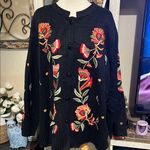 Maggie Barnes Black Cardigan/ jacket with Floral Embroidery 3X Photo 0