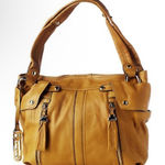 B. Makowsky Tan East West Sadie Pocket Shopper Caramel Leather Shoulder Bag NWT Tan Size XL Photo 0