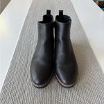 Lands' End Black Pebbled Genuine Leather Lug Sole Ankle Boots Booties Size 10 Photo 3