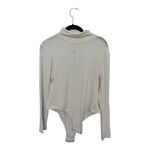 REORIA White Ribbed High Neck Long Sleeve Bodysuit Size L NWT White Size L Photo 1