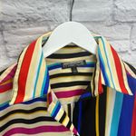 Vintage Mishca Striped Roll Tab Tunic Blouse Swim Cover Up Size L Bright 90s Black Size L Photo 5